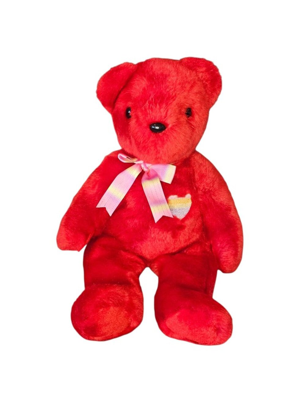 TY Beanie Buddie Red Teddy Bear 2003 Heart Rainbow Kiss-e Plush Stuffed Animal 1